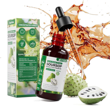 Soursop Bitters Liquid, Graviola Liquid Drops Supplement with Vitamin B6, C, D3, Pure Soursop Multivitamin for Overall Health-Enhancing | Vegan, Non-GMO | 2 Fl Oz